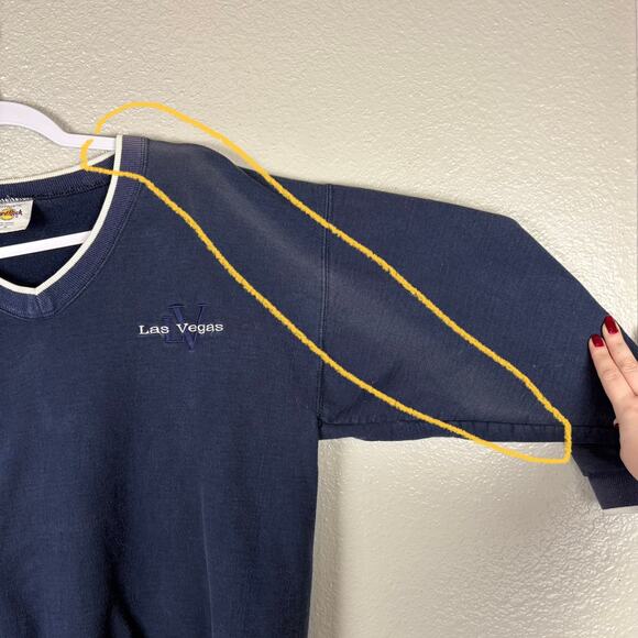 Hard Rock Las Vegas Women's Size Medium V-Neck Long Sleeve Blue Pullover Sweater - Picture 3 of 7